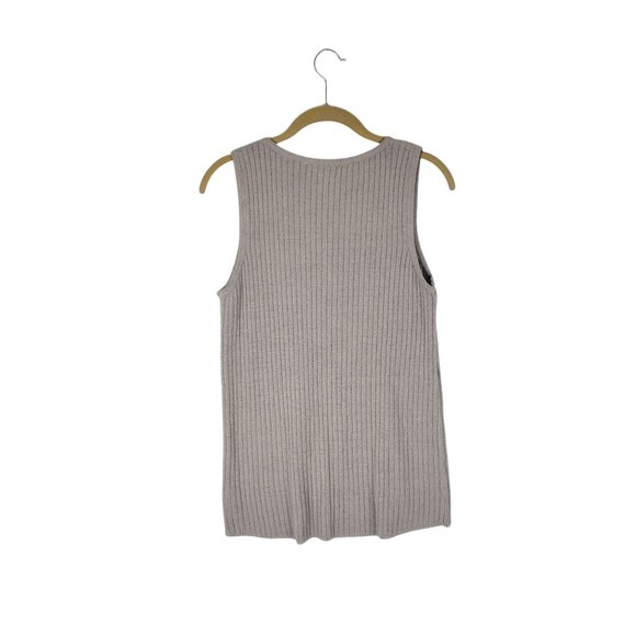 Barefoot Dreams CozyChic Ultra Lite Ribbed Tank Top V-Neck Taupe Size Small - Picture 2 of 7